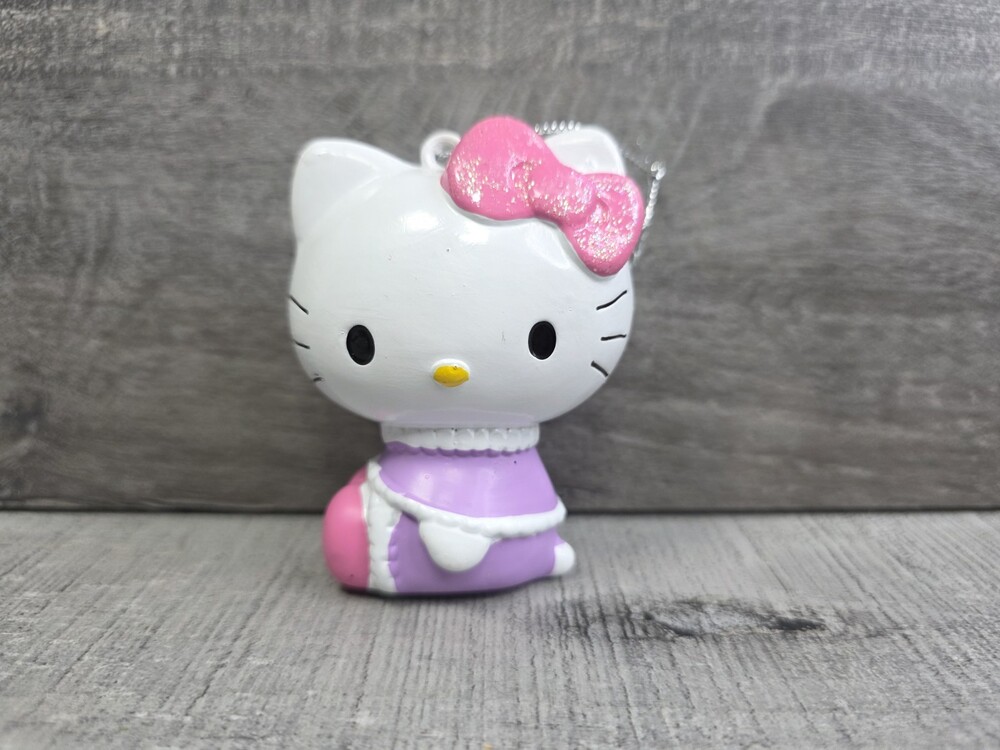 HELLO KITTY Figurine Christmas Ornament White Purple Pink Resin 127a